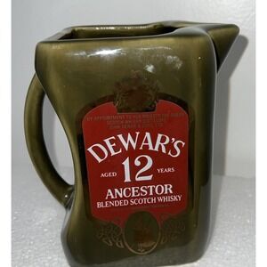 (:::-2)Vintage DEWAR'S Ancestor Scotch Whiskey Ceramic Pitcher Wade PDM England